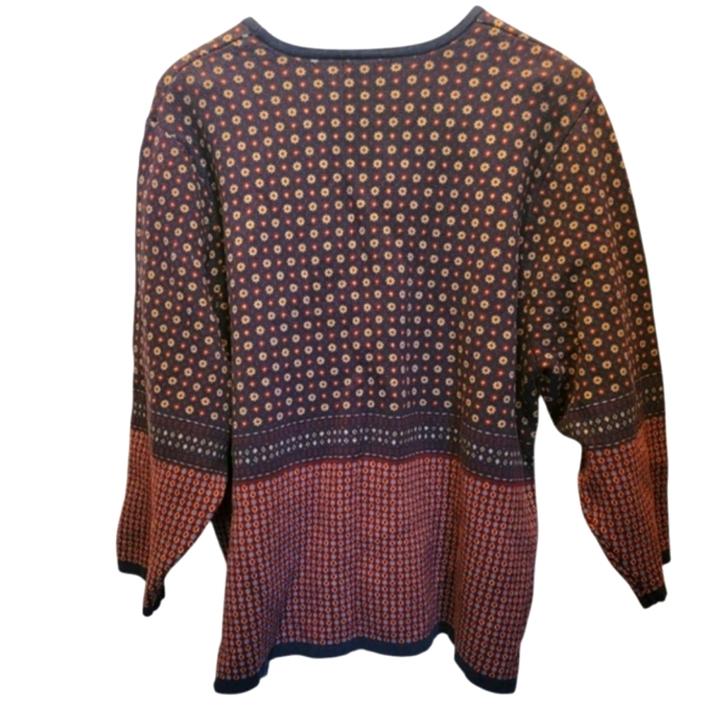 2X 100% Heavy Cotton Crewneck Multicolor Geometric Preppy Sweater